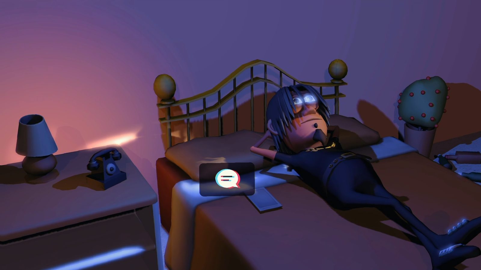 Bedroom interior at night